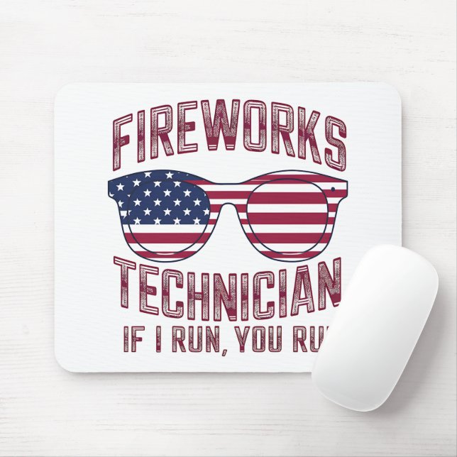 Firework Technician 4Th Of July Funny Usa Mouse Pad (With Mouse)