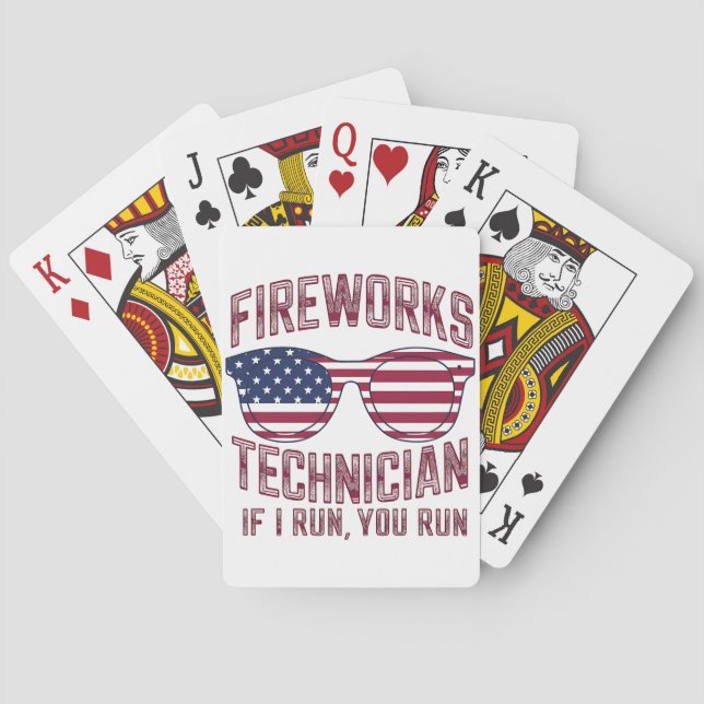 Firework Technician 4Th Of July Funny Usa Playing Cards (Back)