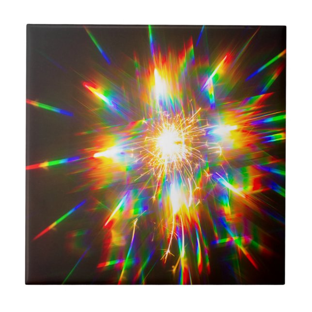 Firework Through 3D Glasses 1  Ceramic Tile (Front)