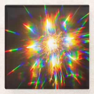 Firework Through 3D Glasses 1 Glass Coaster
