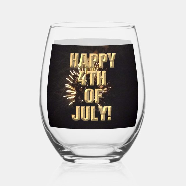 Fireworks 10 4th of July wine glass (Front)
