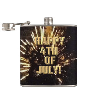 Fireworks 10 4th of July wrapped flask