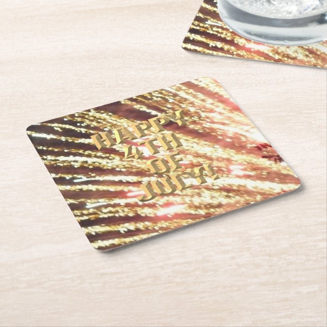 Fireworks 11 4th of July paper coasters (Angled)