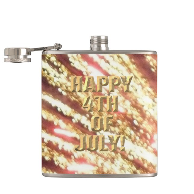 Fireworks 11 4th of July wrapped flask (Opened)