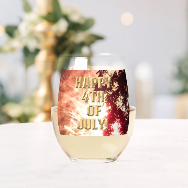 Fireworks 12 4th of July wine glass (Insitu (Wedding))