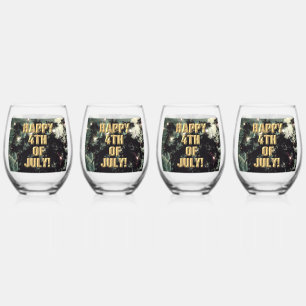 Fireworks 13 4th of July wine glasses set of 4