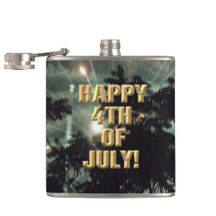 Fireworks 13 4th of July wrapped flask