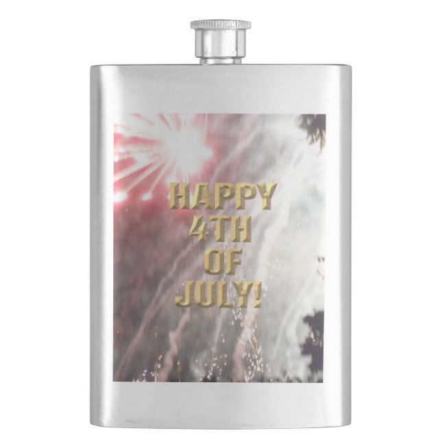 Fireworks 14 4th of July stainless steel flask (Front)