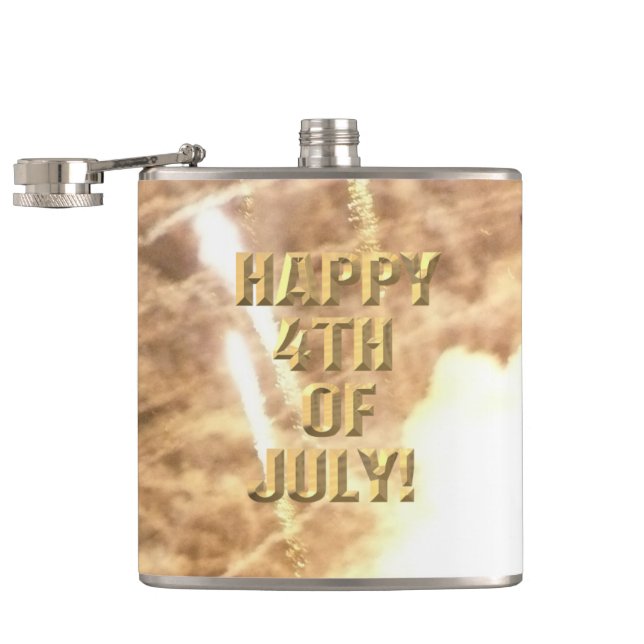 Fireworks 15 4th of July wrapped flask (Opened)