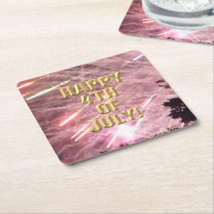 Fireworks 17 4th of July paper coasters