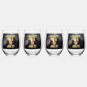 Fireworks 17 4th of July wine glasses set of 4