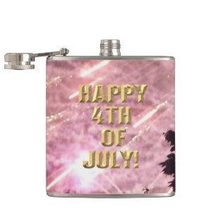 Fireworks 17 4th of July wrapped flask