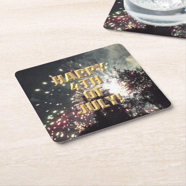 Fireworks 18 4th of July paper coasters (Angled)