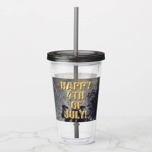 Fireworks 19 4th of July acrylic tumbler (Front)