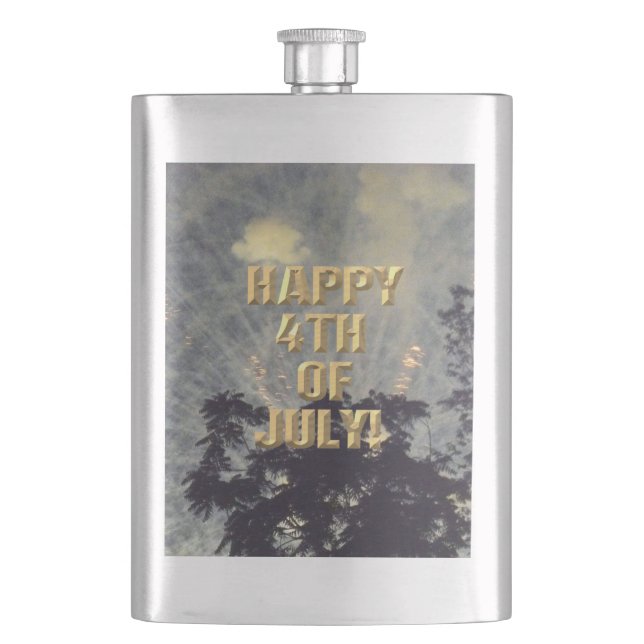 Fireworks 19 4th of July stainless steel flask (Front)