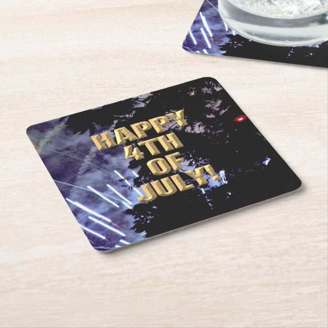 Fireworks 1 4th of July paper coasters (Angled)