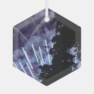 Fireworks 1 glass hexagon ornament