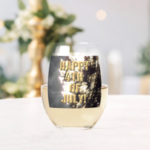 Fireworks 2 4th of July wine glass