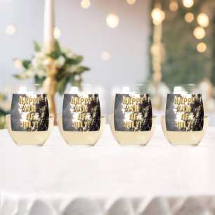 Fireworks 2 4th of July wine glasses set of 4