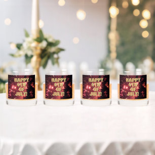 Fireworks 3 4th of July rocks glasses set of 4