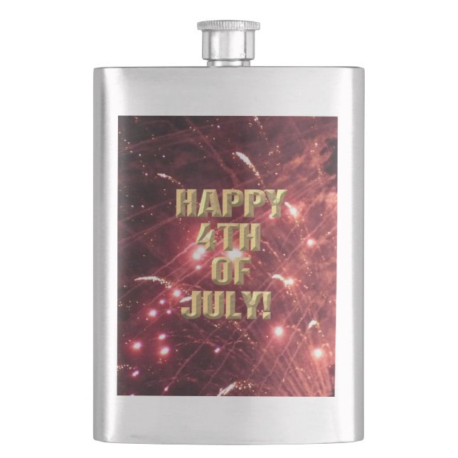 Fireworks 3 4th of July stainless steel flask (Front)