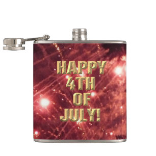 Fireworks 3 4th of July wrapped flask