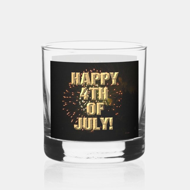 Fireworks 4 4th of July rocks glass (Front)