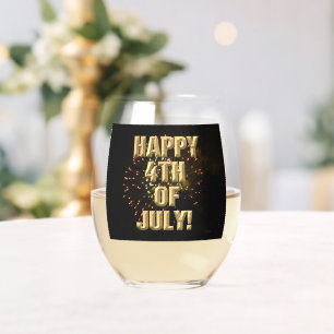 Fireworks 4 4th of July wine glass