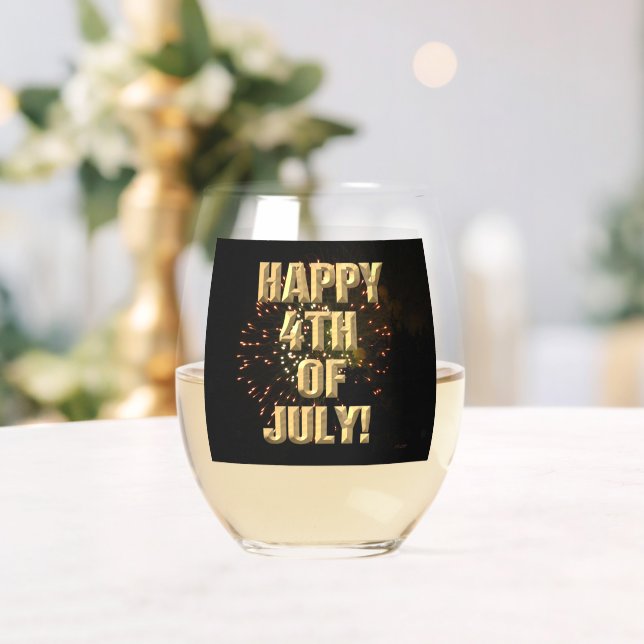 Fireworks 4 4th of July wine glass (Insitu (Wedding))