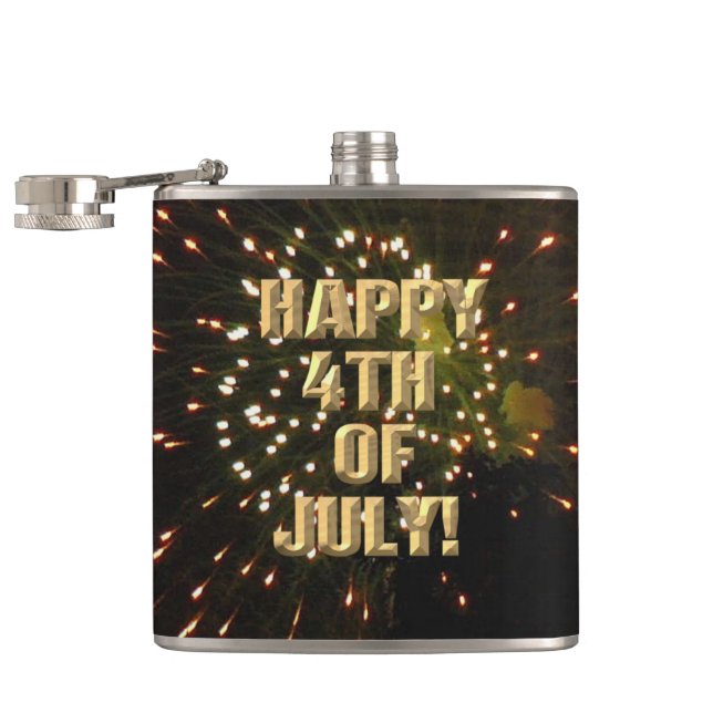 Fireworks 4 4th of July wrapped flask (Opened)