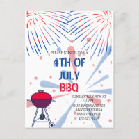 Fireworks 4th of July BBQ Invitation