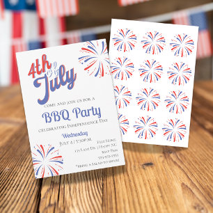 Fireworks 4th of July BBQ Party Invitation