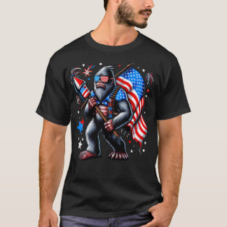 Fireworks 4th of July Funny American Flag USA Desi T-Shirt
