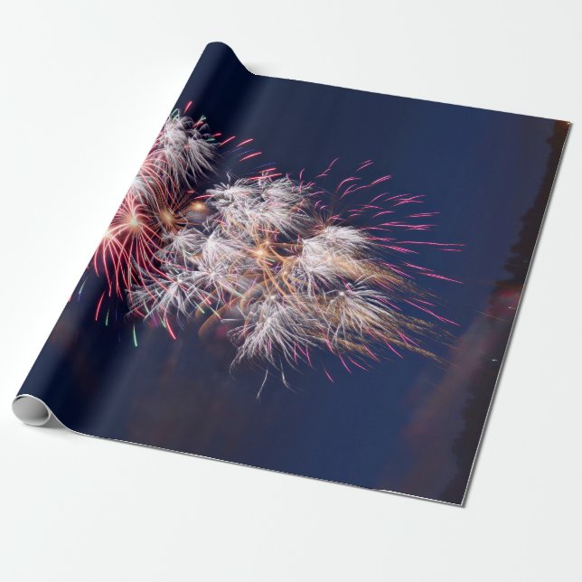 Fireworks 4th Of July Independence Day Wrapping Paper (Unrolled)