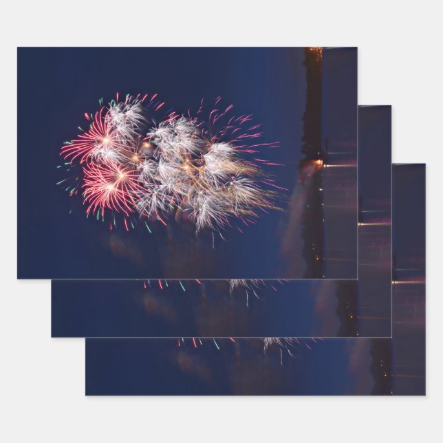 Fireworks 4th Of July Independence Day Wrapping Paper Sheet (Set)