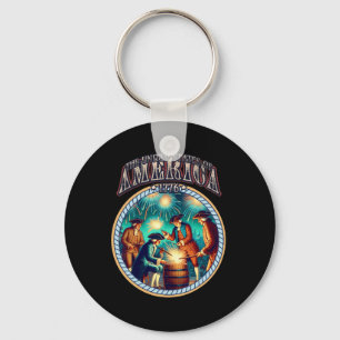 Fireworks 4th Of July Independence Patriotic 1776 Key Ring