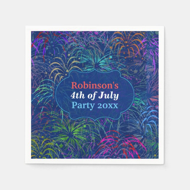 Fireworks 4th of July Party | Personalised Summer Napkin (Front)