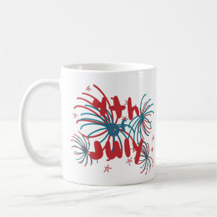 Fireworks 4th of July Stars Doodles Coffee Mug