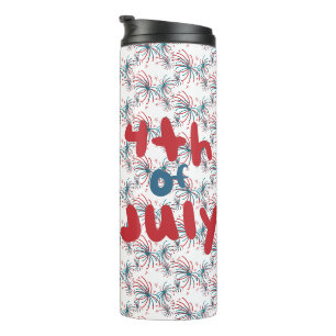 Fireworks 4th of July Stars Doodles Thermal Tumbler
