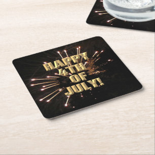 Fireworks 5 4th of July paper coasters