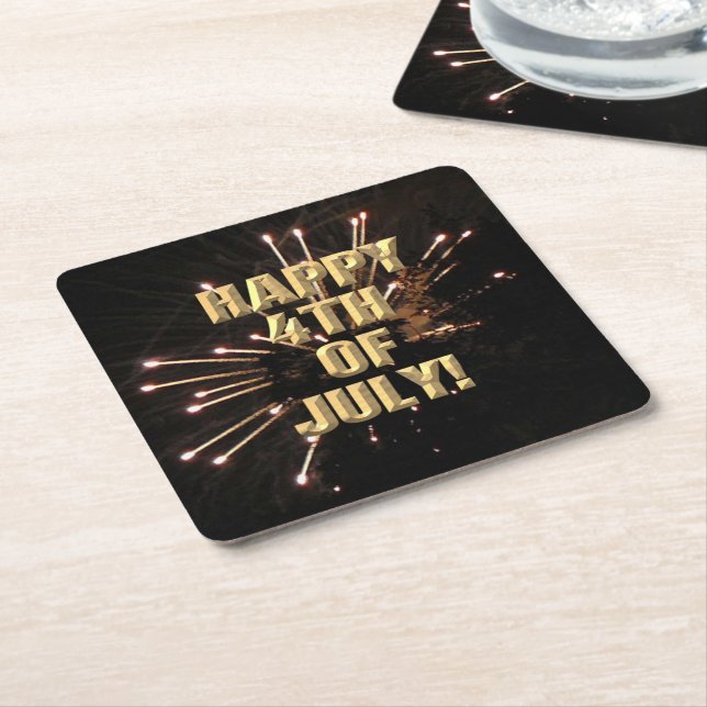 Fireworks 5 4th of July paper coasters (Angled)