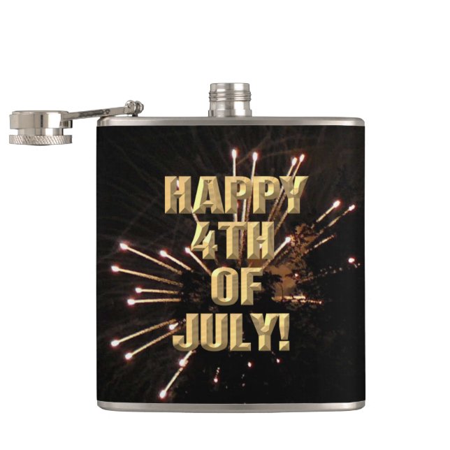 Fireworks 5 4th of July wrapped flask (Opened)