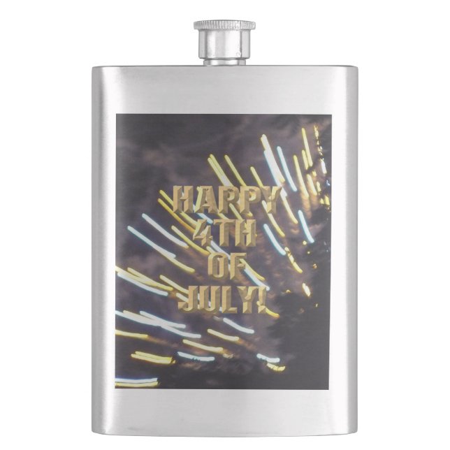 Fireworks 6 4th of July stainless steel flask (Front)