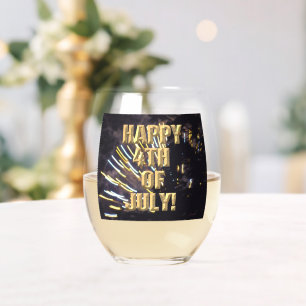Fireworks 6 4th of July wine glass