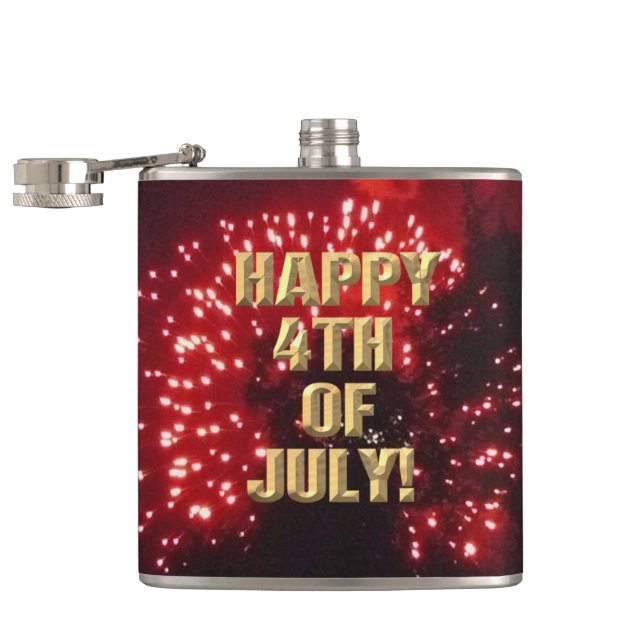 Fireworks 7 4th of July wrapped flask (Opened)