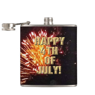 Fireworks 8 4th of July wrapped flask