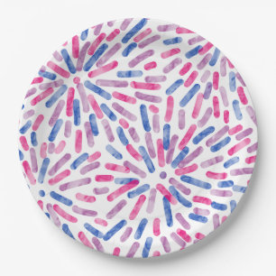 Fireworks Abstract Bi Pride Flag Pink Purple Blue Paper Plate