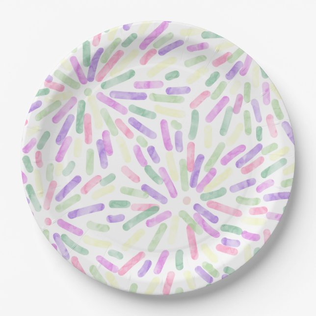 Fireworks Abstract Genderfae Pride Flag Pastel Paper Plate (Front)