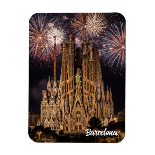Fireworks at Barcelona La Sagrada Família Spain Magnet