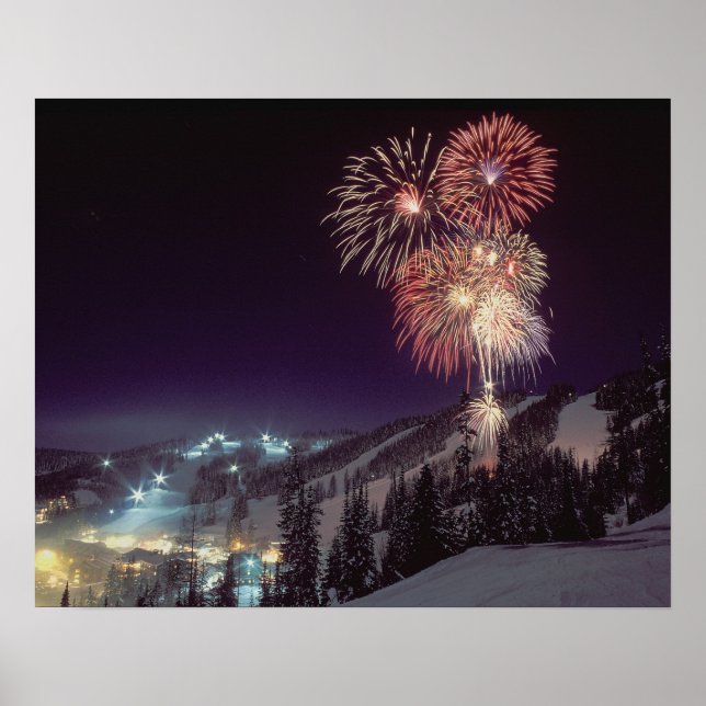 Fireworks at Big Mountain Resort in Whitefish, Poster (Front)